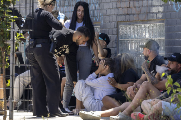 People at the scene of Abdulrahim’s killing on Tuesday.