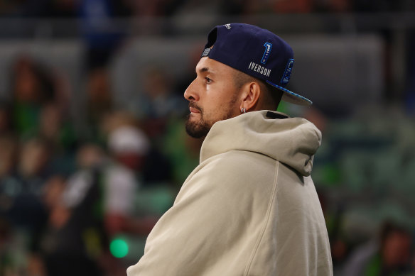 Nick Kyrgios at a recent NBL game between the South East Melbourne Phoenix and Melbourne United.