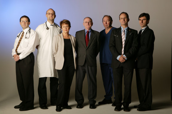 Judy Lumby with doctors in a Herald feature campaigning for changes in the public hospital system, 2005