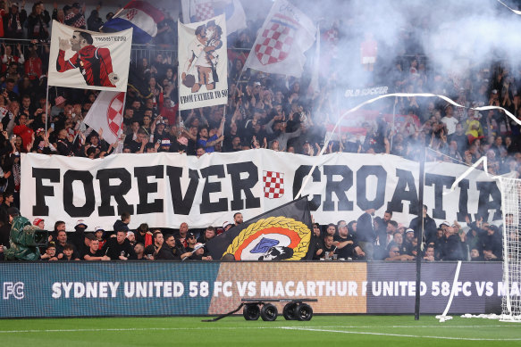 Sydney United fans at CommBank Stadium.