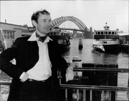 Severin at Sydney's Circular Quay on a promotional tour for The Brendan Voyage in 1979. 