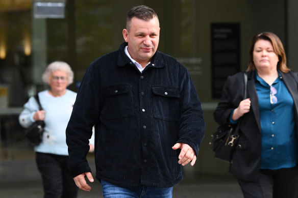 Victim Jason Fernie leaves the Brisbane District Court in Brisbane.
