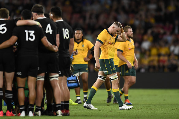 Lachie Swinton after being sent off against the All Blacks in 2020.