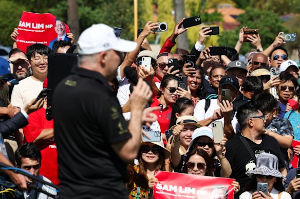 Prime Minister Anthony Albanese on the campaign trail in Western Australia yesterday.