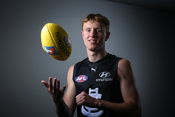 Harry Dean was taken at No.3 and looks a born competitor. He is the son of Blues’ premiership player Peter Dean.