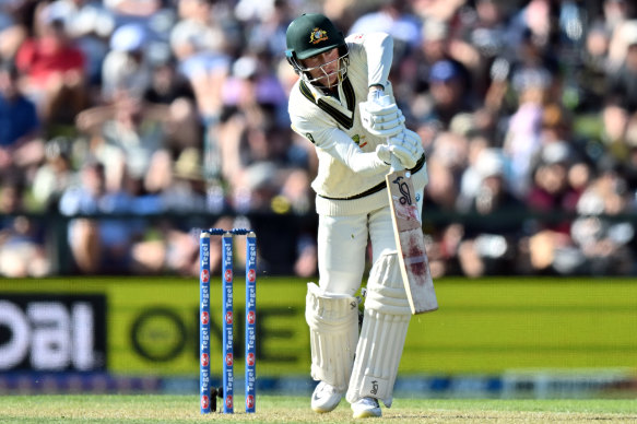 Marnus Labuschagne batting during the second Test.