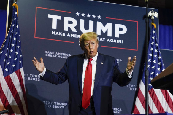 Donald Trump campaigning in New Hampshire during the trial.