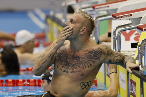Kyle Chalmers in action at the world swimming championships. 