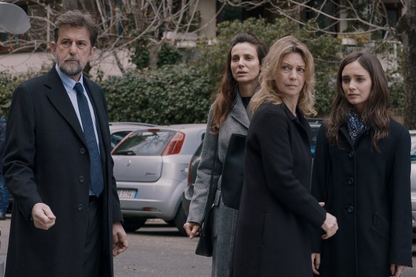 Director Nanni Moretti (left), who also stars in Three Floors with Karen Di Porto, Margherita Buy, Denise Tantucci