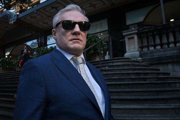 Paul Kent leaves the Downing Centre court complex in Sydney in May.