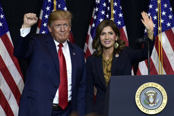 Donald Trump and Kristi Noem in 2018.