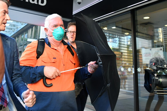 Ian Seeley, the stepson of main suspect Raymond Peter Mulvihill, leaving the Coroners Court in 2021.