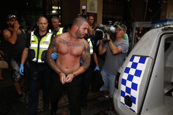 Suleiman ‘Sam’ Abdulrahim is arrested outside the Magistrates Court after a wild brawl in 2015.