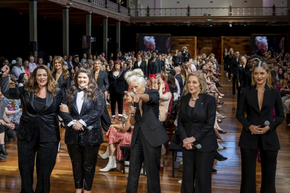 Chrissie Swan, Tanya Hennessy, Sarah Jane Adams, Ita Buttrose and Olivia Rogers at the Royal Exhibition Building.