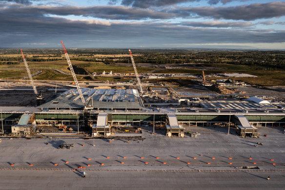 Construction work at Western Sydney International Airport this month.