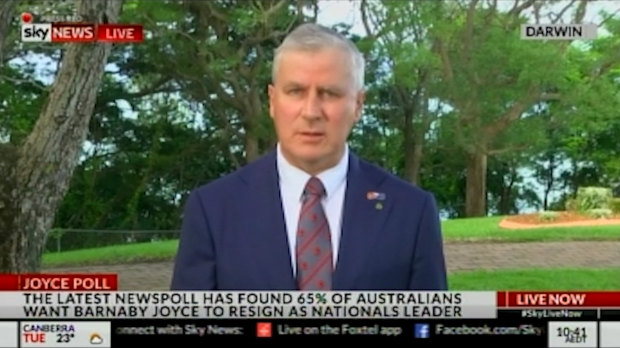 Veterans' Affairs Minister Michael McCormack during the Sky News interview from Darwin.