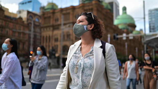 Shoppers and pedestrians wear masks in Sydney's CBD.