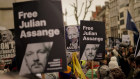 Protesters throng outside Julian Assange’s appeal hearing in central London.