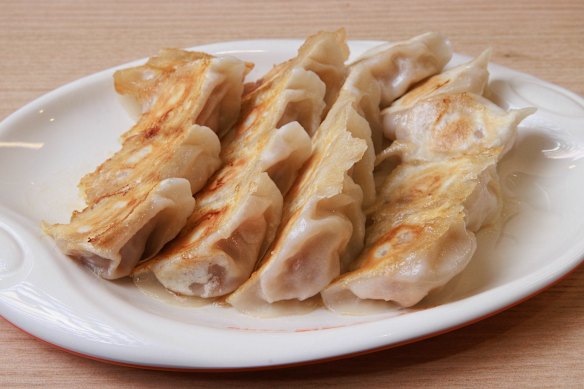 Pot stickers (or guotie) filled with beef and onions.