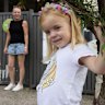 Catherine Gowen and daughter Roxy outside the SDN childcare centre in Mosman.