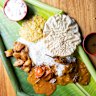 Thali on a banana leaf.