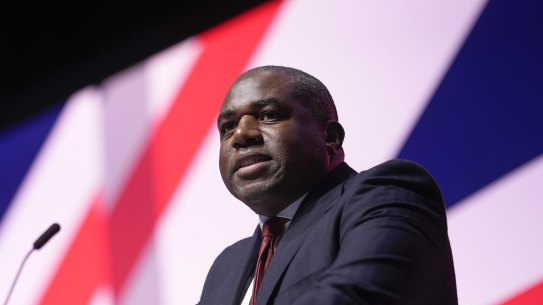 David Lammy, British Labour’s foreign affairs spokesman, speaks at the party conference in Liverpool.