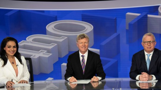 Rita Panahi, Rowan Dean and James Morrow, the hosts of the Sky News program Outsiders.