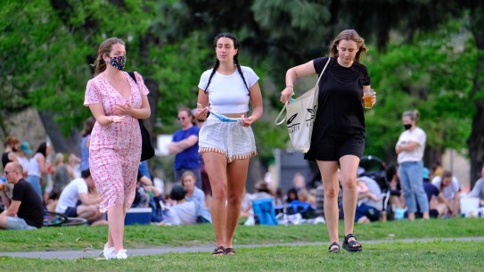 People relaxing at Edinburgh Gardens in Fitzroy on Saturday.