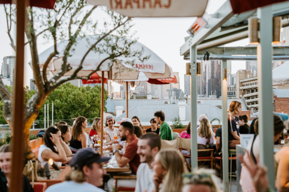 The refreshed Johnny’s Green Room rooftop bar.