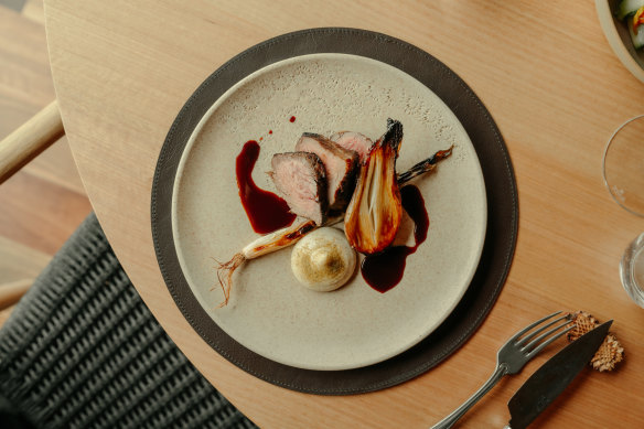 Black Angus beef, raised on the estate, paired with with new-season alliums.