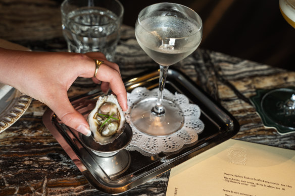 Pearl Diver pairs Sydney rock oysters with a two-sip martini made with Never Never’s Oyster Shell Gin.