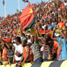 Fans pack the national stadium in Port Moresby to watch the Kumuls in action.