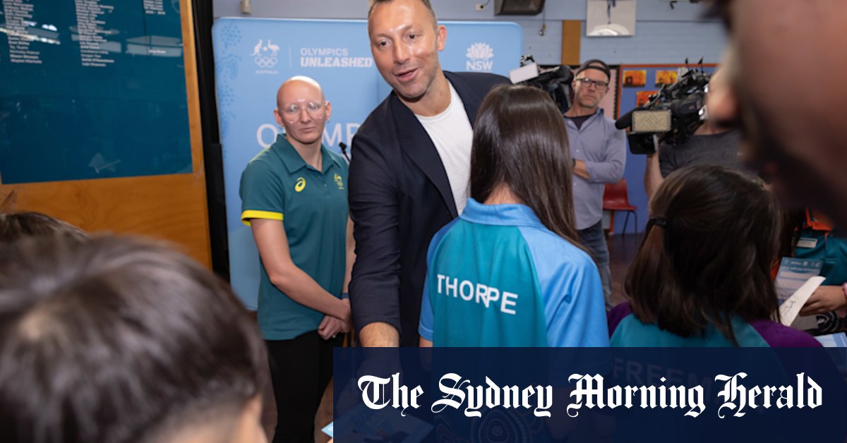 Gold medal winner Ian Thorpe joins celebrations at school that honours his legacy