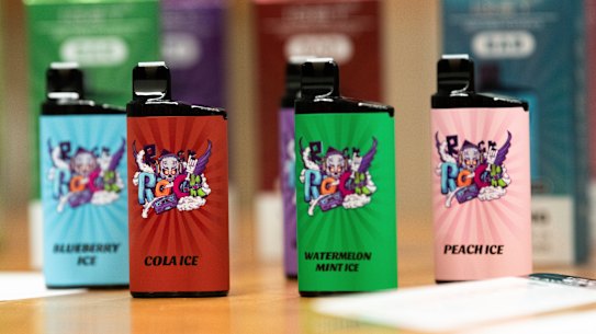 Disposable vapes seized by Australian Border Force in 2023.