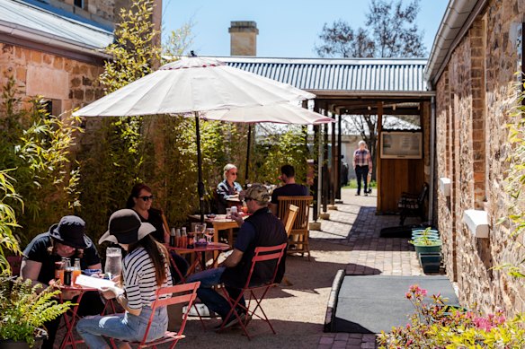 Outdoor dining at 29 Nine 99 yum cha and tea house in Rylstone.
