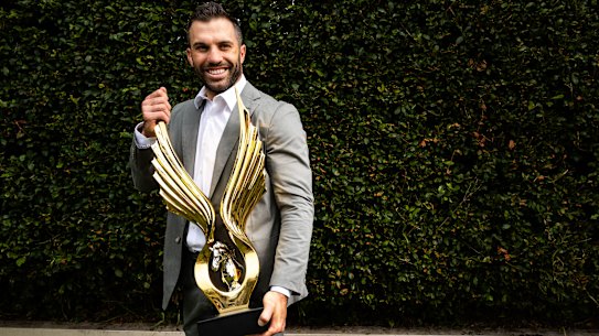 James Tedesco holds the Golden Eagle trophy ahead of Saturday’s $10m race.