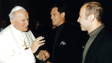 Tony White (centre) with one of his clients, Pope John Paul II.