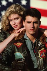 Tom Cruise and Kelly McGillis in Top Gun, 1986.