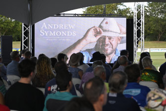 A large crowd gathered for the Andrew Symonds memorial service in Townsville.