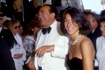 Ghislaine Maxwell with her father, British media tycoon and fraudster Robert Maxwell, in 1987.
