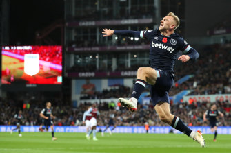 Jarrod Bowen scored the fourth of West Ham’s goals having earlier gone close against Aston Villa.