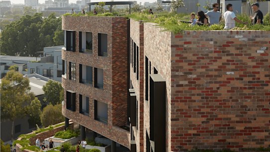Arkadia’s 1200 metre square garden roof top has views south and north, great for the resident rooftop chooks and residents. 