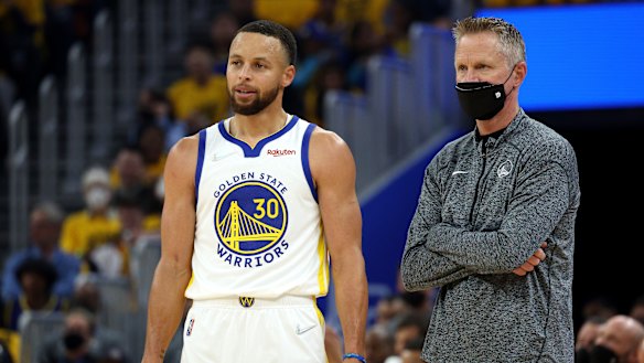 Warriors coach Steve Kerr and star player Stephen Curry.