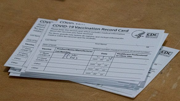 An authentic COVID-19 vaccination card.