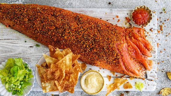 Citrus-cured ocean trout with sesame mayonnaise.