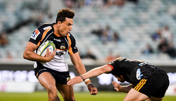 Brumbies fullback Tom Banks scored a superb try against the Chiefs at Canberra Stadium on Saturday. 