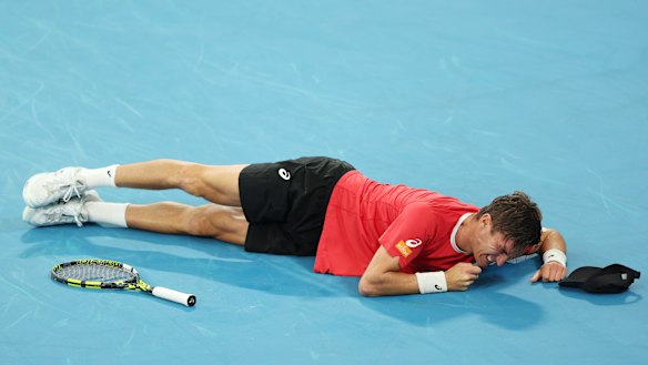 Belgium’s Raphael Collignon suffered cramps during his shock win over Alex de Minaur.