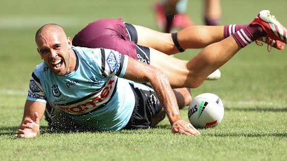 Will Kennedy celebrates his try on Saturday.