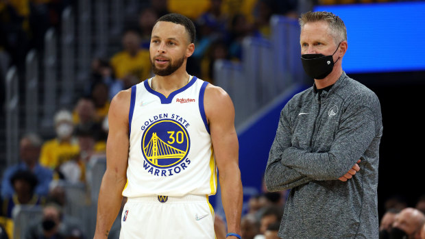 Warriors coach Steve Kerr and star player Stephen Curry.