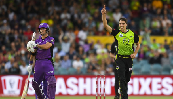 Sydney Thunder's Pat Cummins was the pick of the bowlers at Manuka.